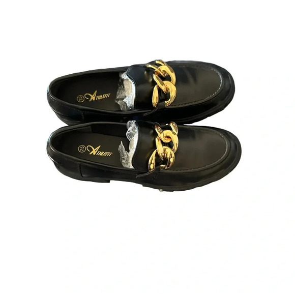 Athlefit women's 7.5 black chunky loafer chain detail, like new - Picture 4 of 6